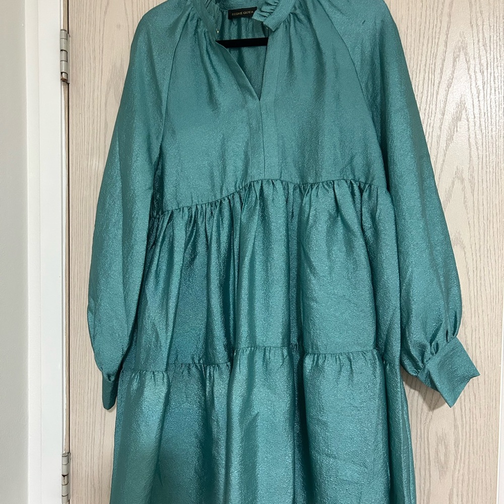 STINE GOYA Teal Long Sleeve Dress